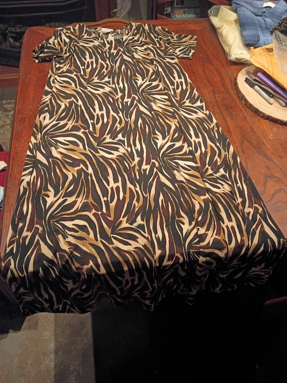 Jostar Brown and Black Abstract Zebra Print Dress